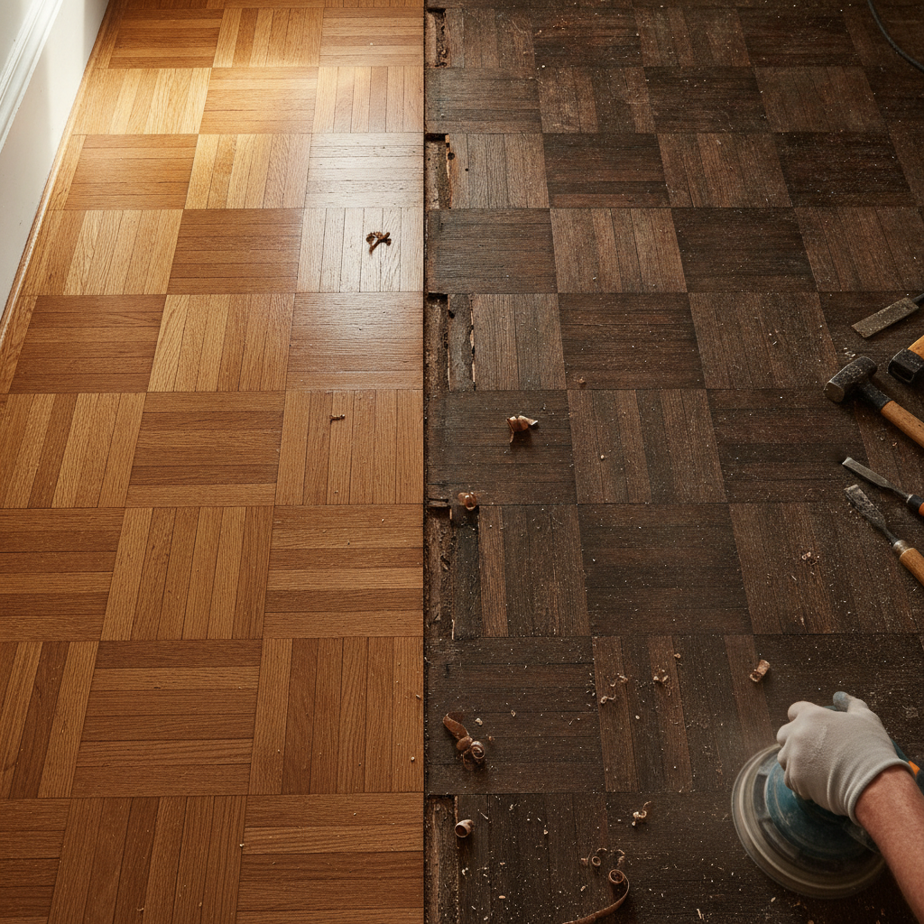 Renovation eines alten Parkettbodens